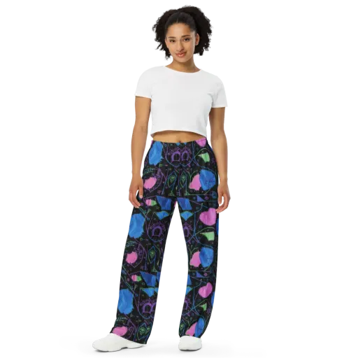 Neon Stitchwork on Wide-Leg Pants