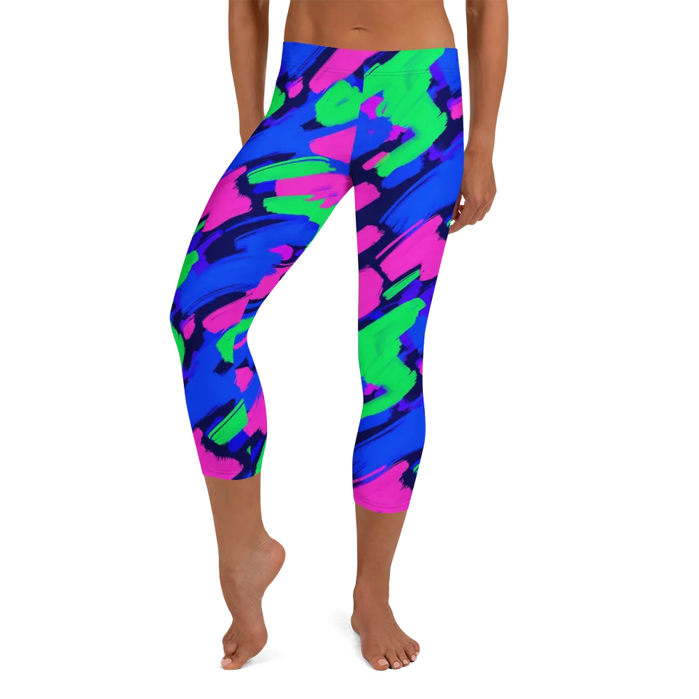 Electric Stroke on Capri Leggings — Front