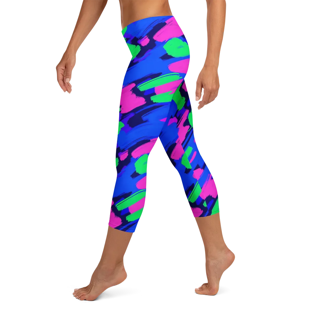 Electric Stroke on Capri Leggings — Left