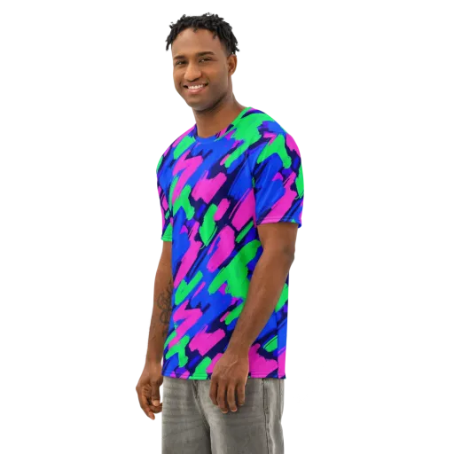 Electric Stroke on a Men's Cotton Crew Neck T-Shirt