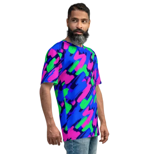 Electric Stroke on a Men's Crew Neck T-Shirt