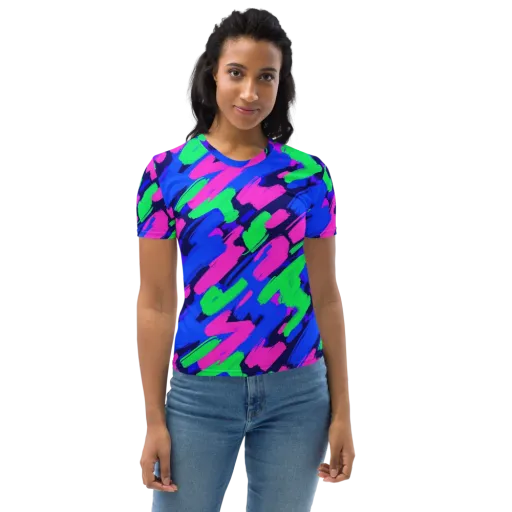 Electric Stroke on a Women's Crew Neck T-Shirt