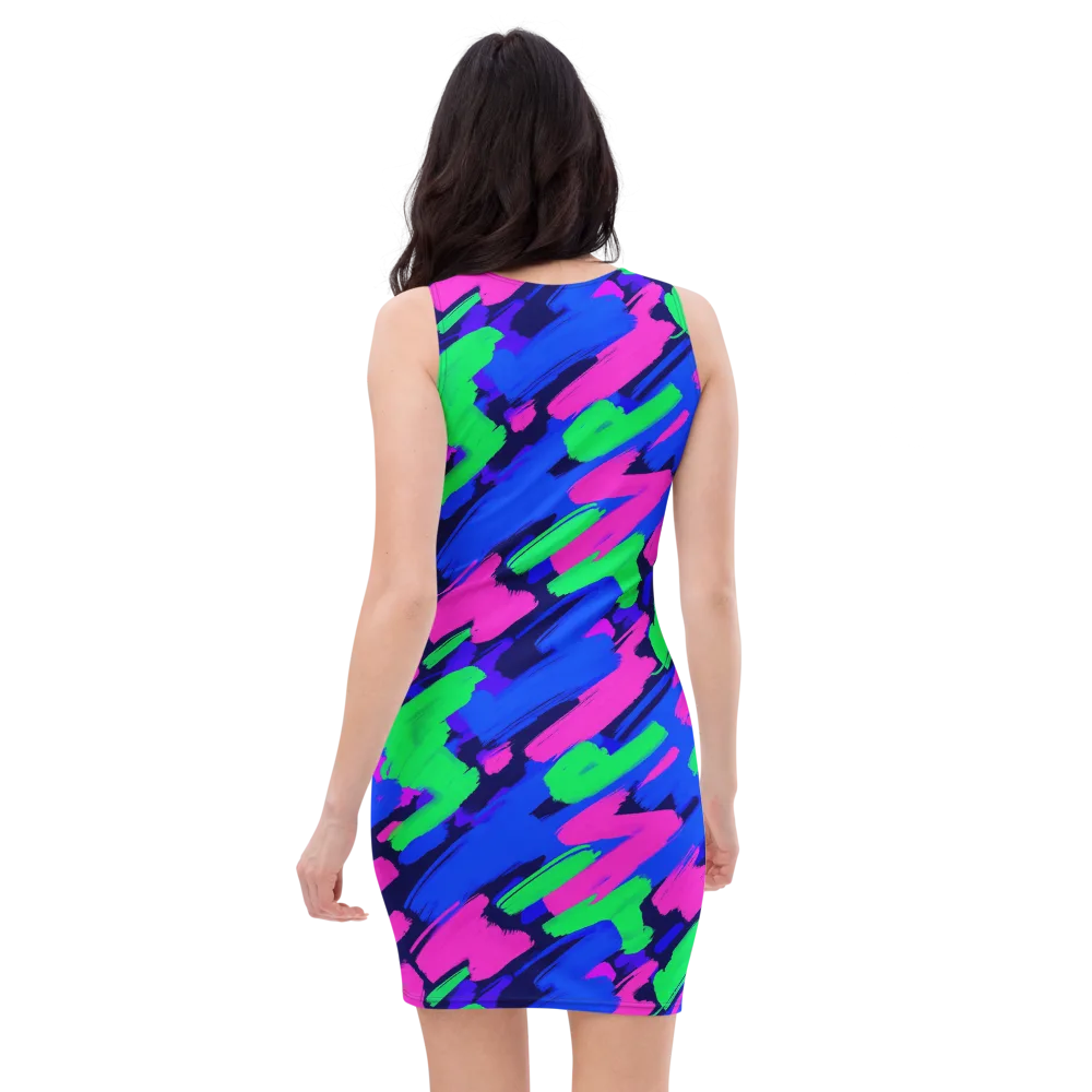 Electric Stroke on Bodycon Dress — Back