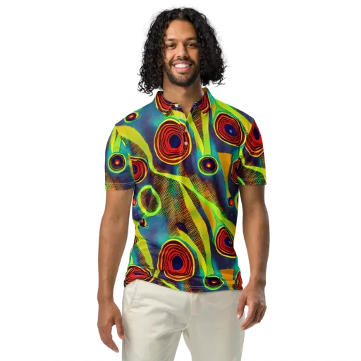 Galactic Pulse on a Men's Slim Fit Polo Shirt