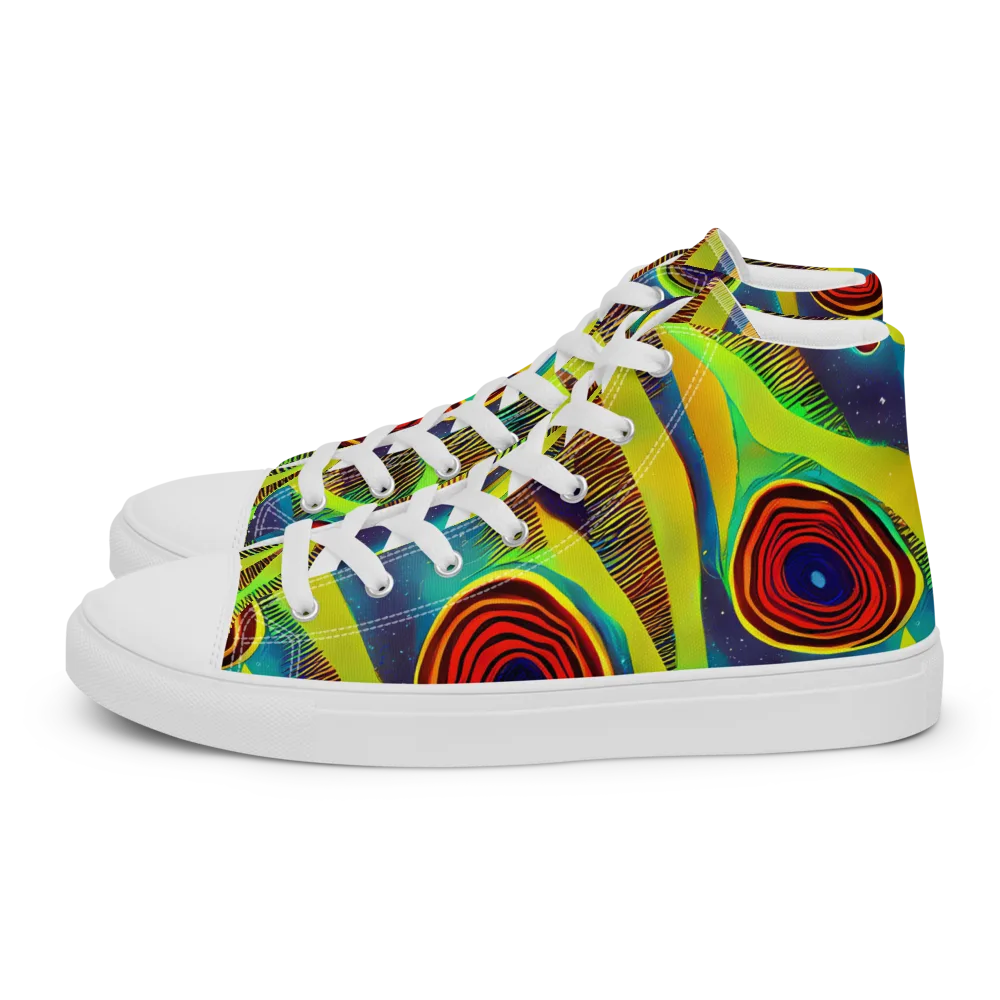Galactic Pulse on Men's High Top Canvas Shoes — Left