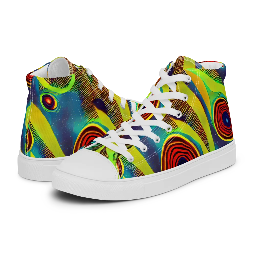 Galactic Pulse on Men's High Top Canvas Shoes — Left