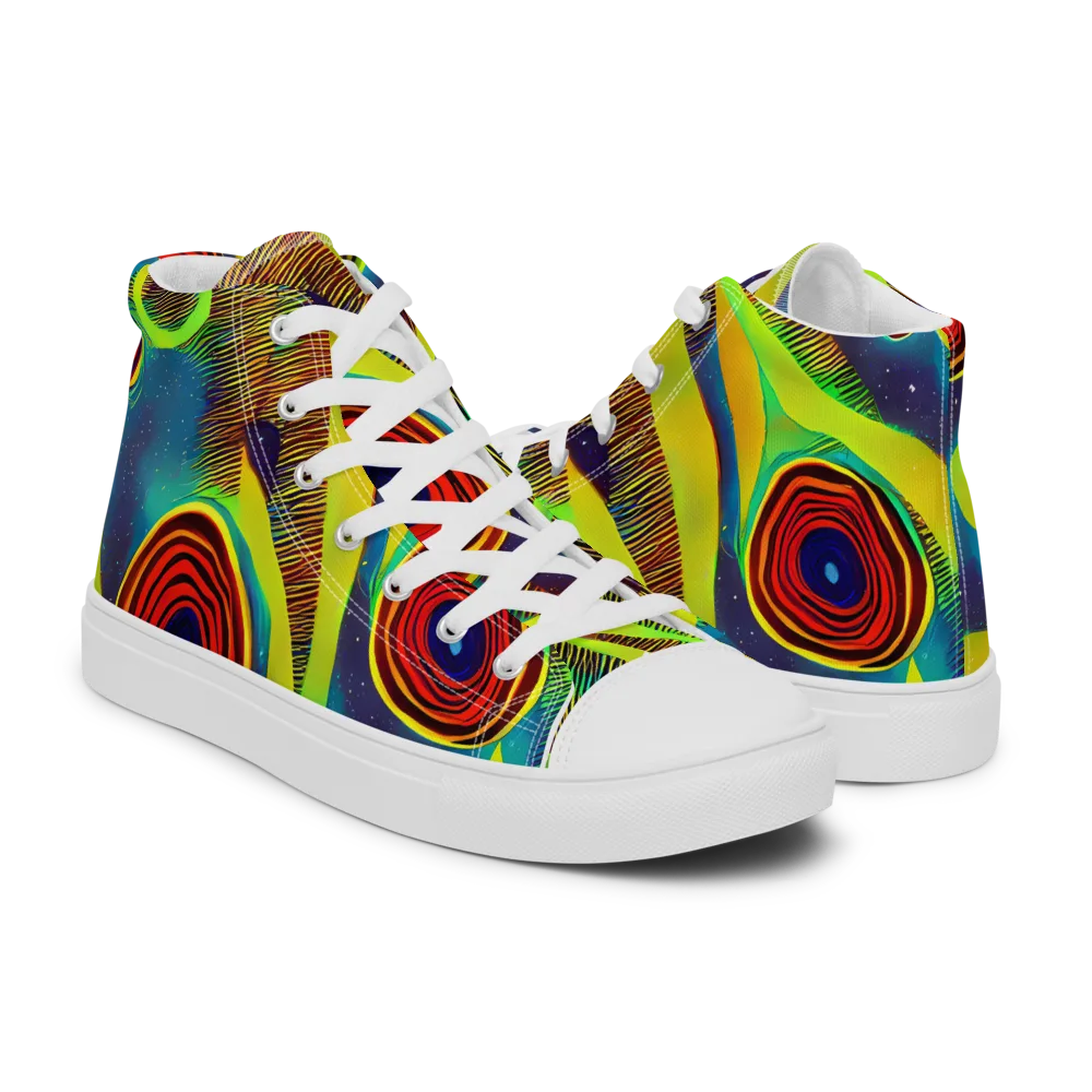 Galactic Pulse on Men's High Top Canvas Shoes — Right