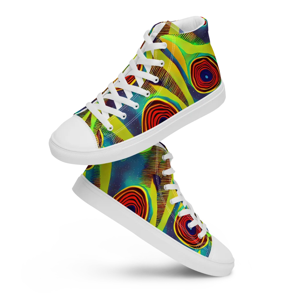 Galactic Pulse on Men's High Top Canvas Shoes — Front