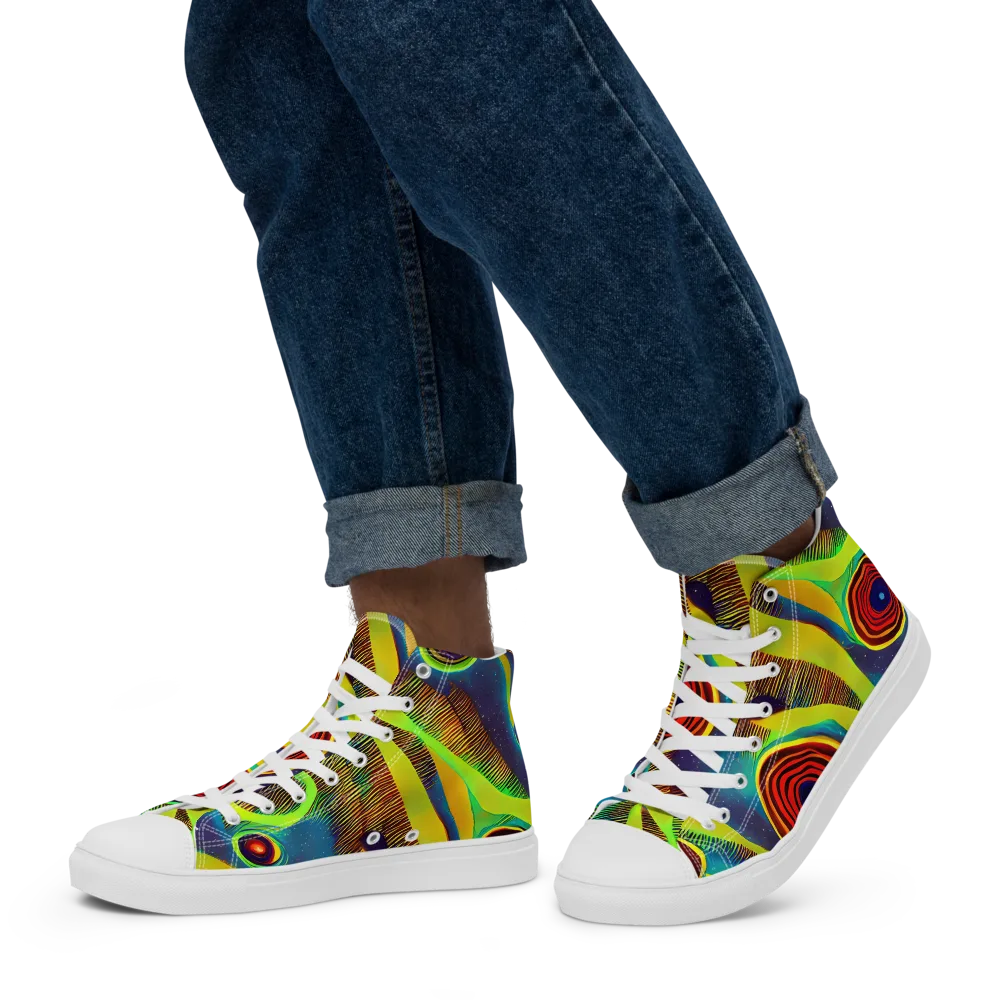 Galactic Pulse on Men's High Top Canvas Shoes — Left