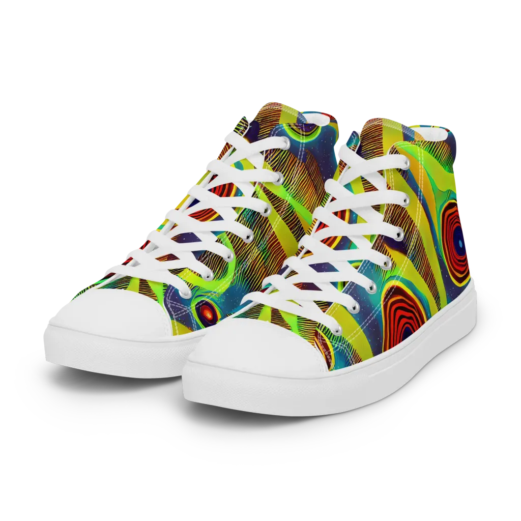 Galactic Pulse on Women's High Top Canvas Shoes — Left Front
