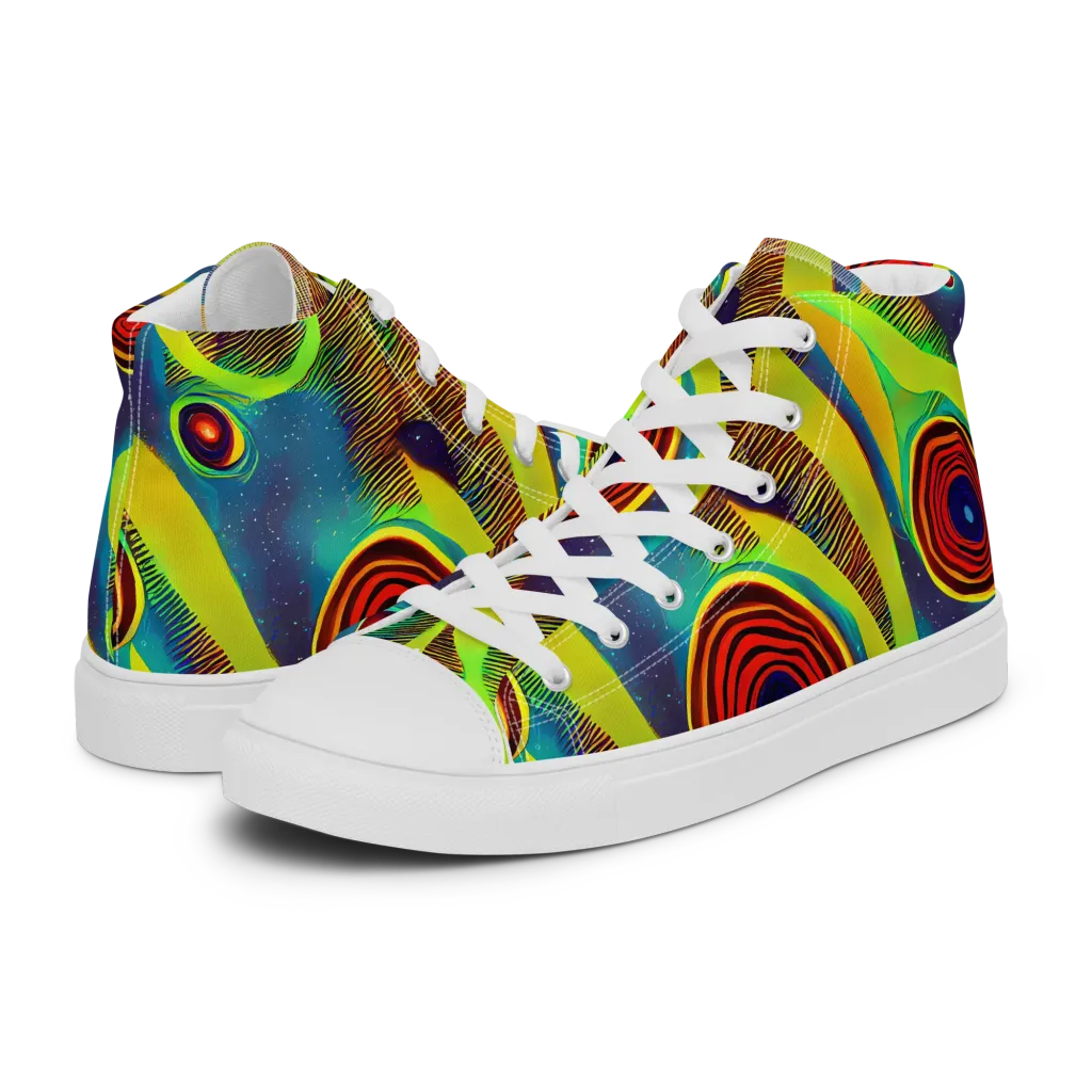 Galactic Pulse on Women's High Top Canvas Shoes — Left