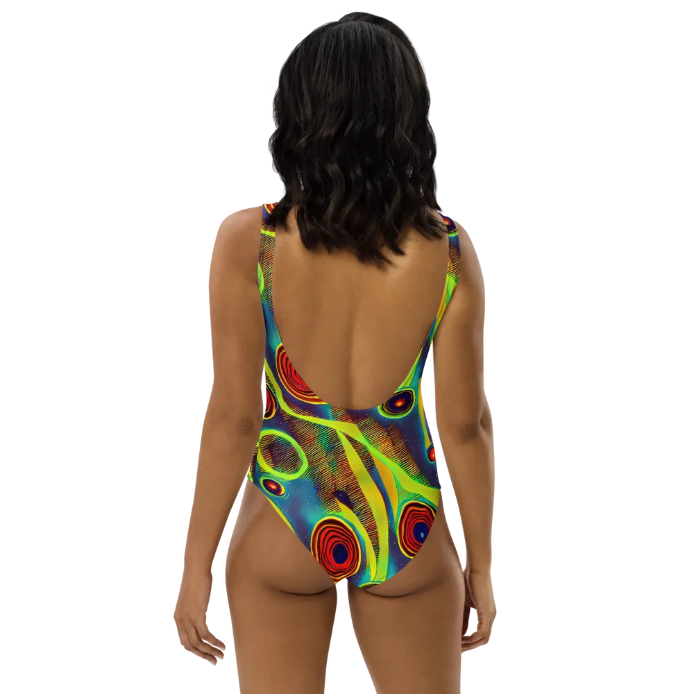 Galactic Pulse on One-Piece Swimsuit — Back