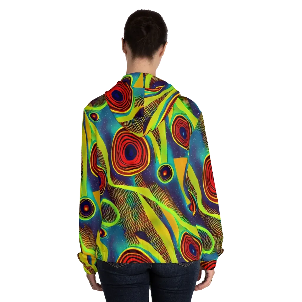 Galactic Pulse on Women's Full-Zip Hoodie — Back On Person