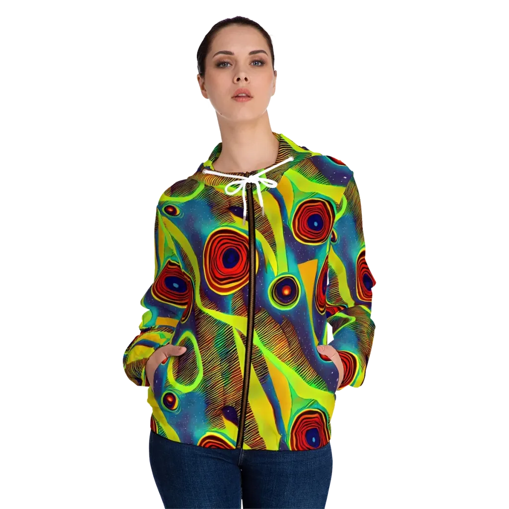 Galactic Pulse on Women's Full-Zip Hoodie — Front On Person