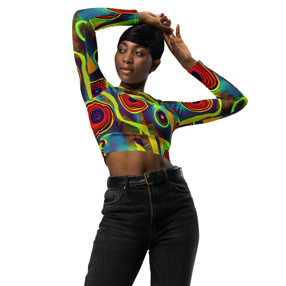 Galactic Pulse on Long Sleeve Crop Top — Front