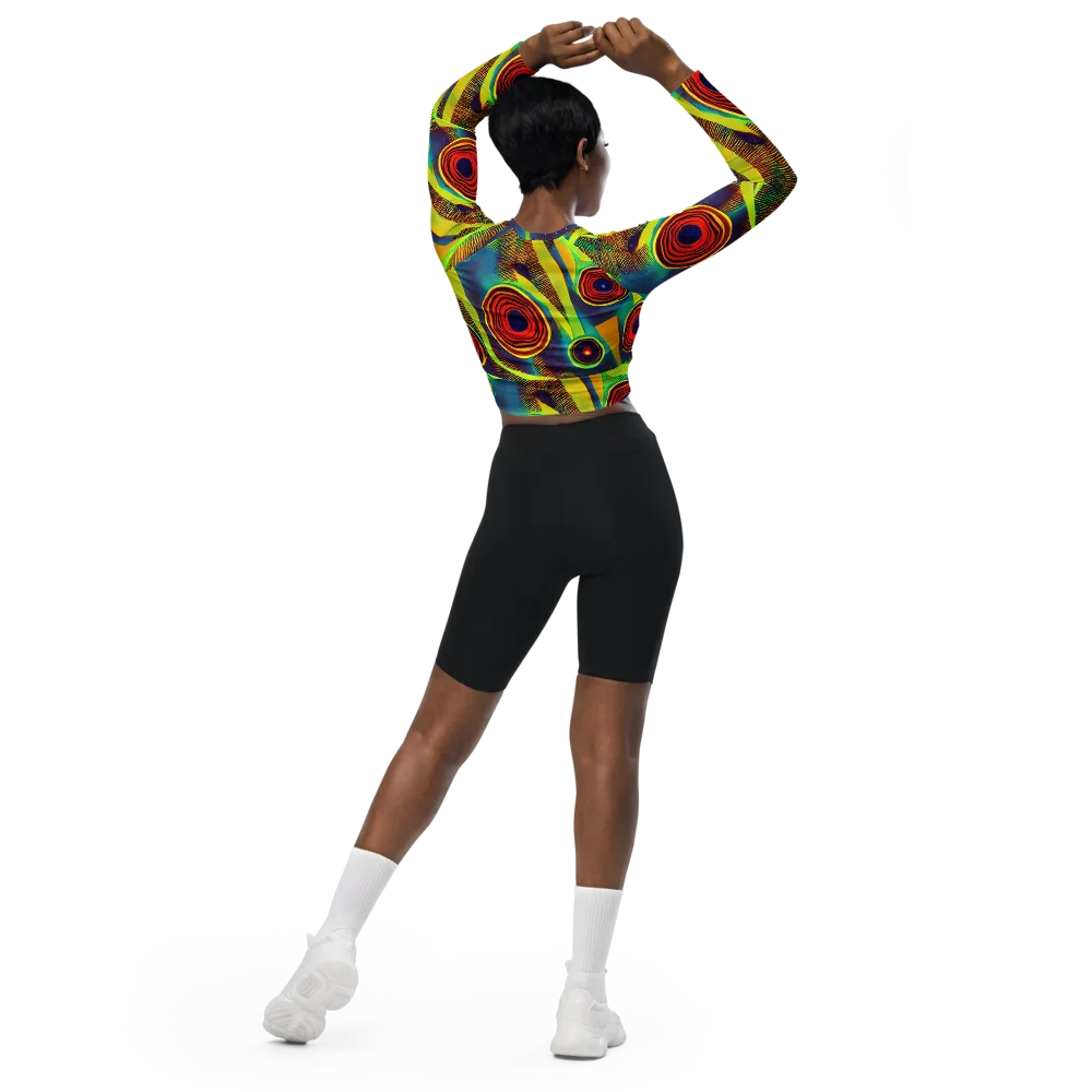 Galactic Pulse on Long Sleeve Crop Top — Back