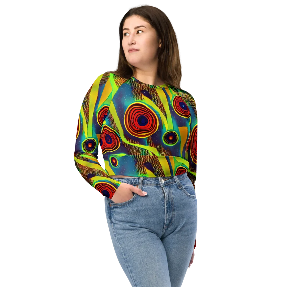 Galactic Pulse on Long Sleeve Crop Top — Front