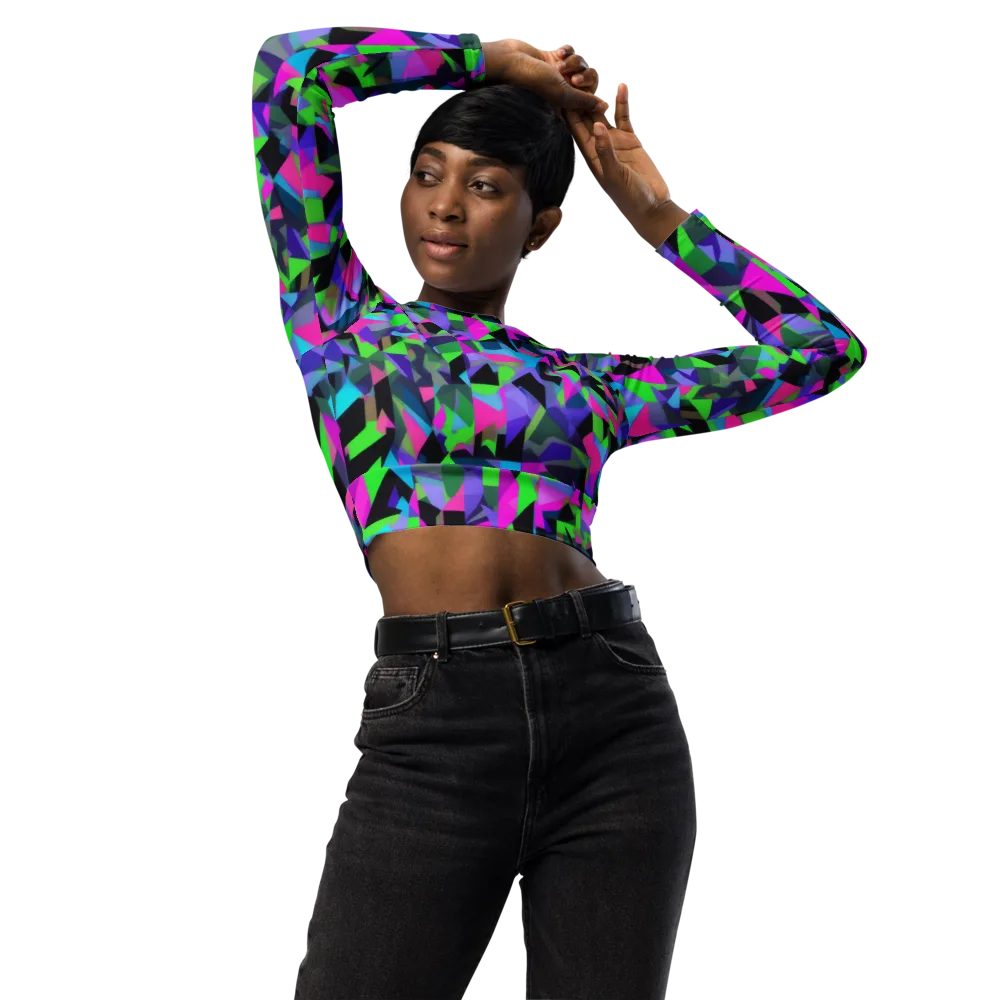 Ultraviolet Scatter on Long Sleeve Crop Top — Front