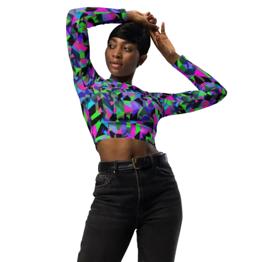 Ultraviolet Scatter on Long Sleeve Crop Top
