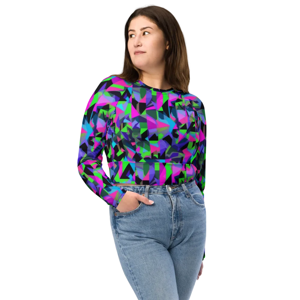 Ultraviolet Scatter on Long Sleeve Crop Top — Front
