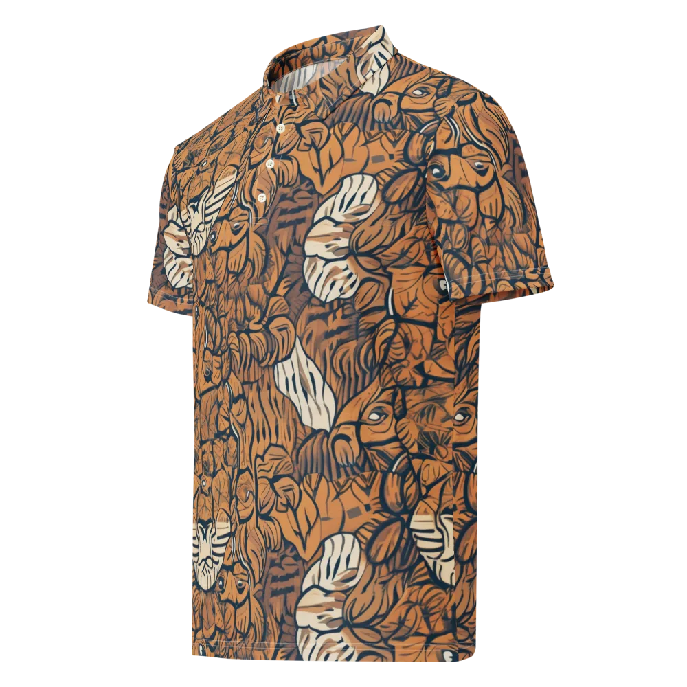 Terracotta Menagerie on Men's Slim Fit Polo Shirt — Left Front