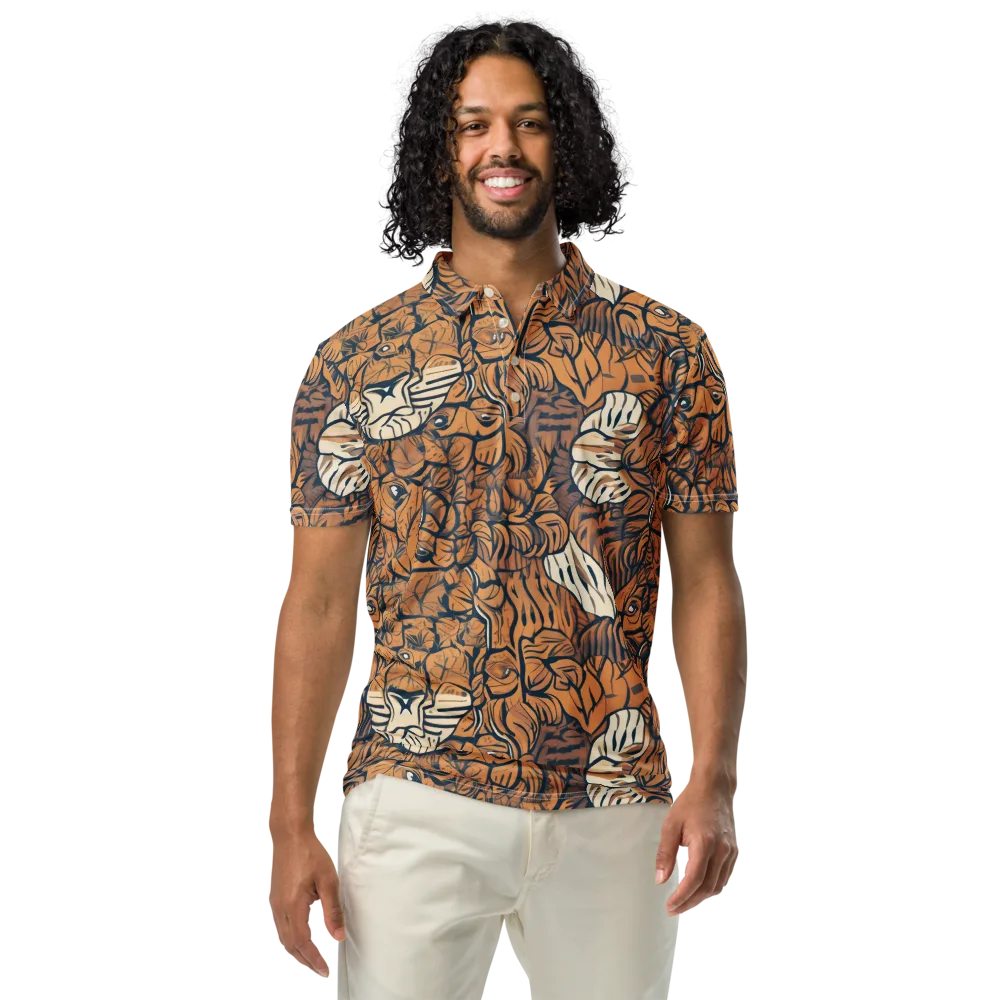 Terracotta Menagerie on Men's Slim Fit Polo Shirt — Front
