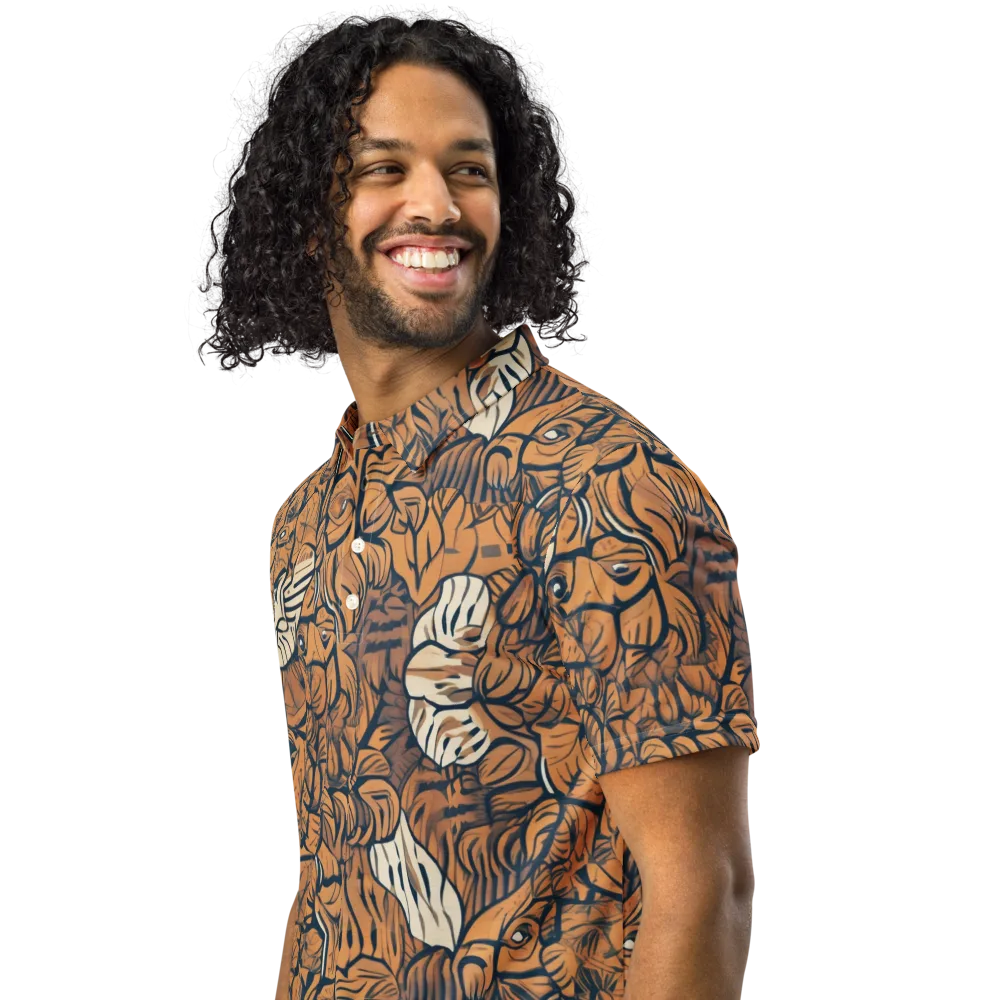 Terracotta Menagerie on Men's Slim Fit Polo Shirt — Left Front