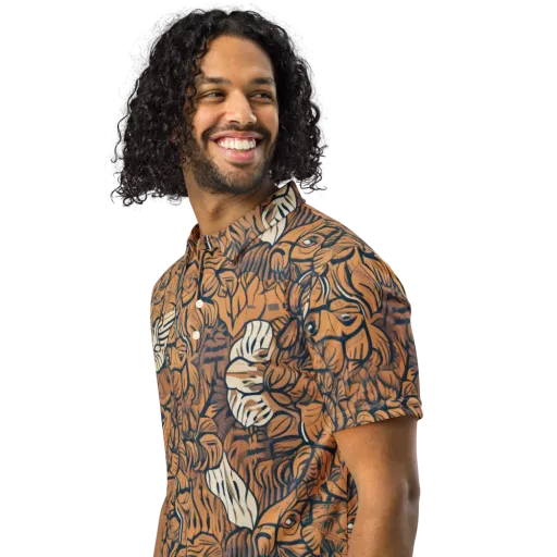 Terracotta Menagerie on a Men's Slim Fit Polo Shirt