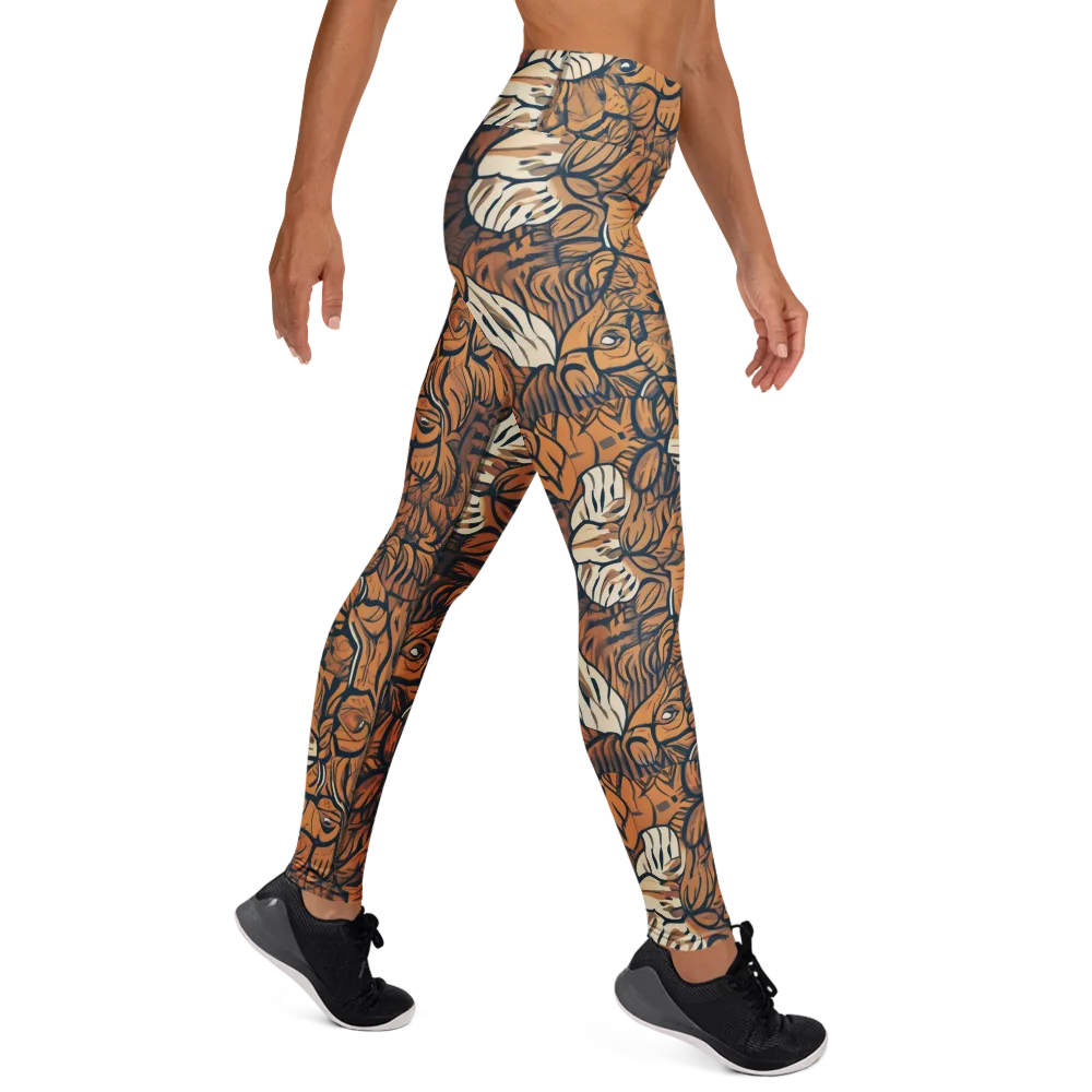 Terracotta Menagerie on Yoga Leggings — Right