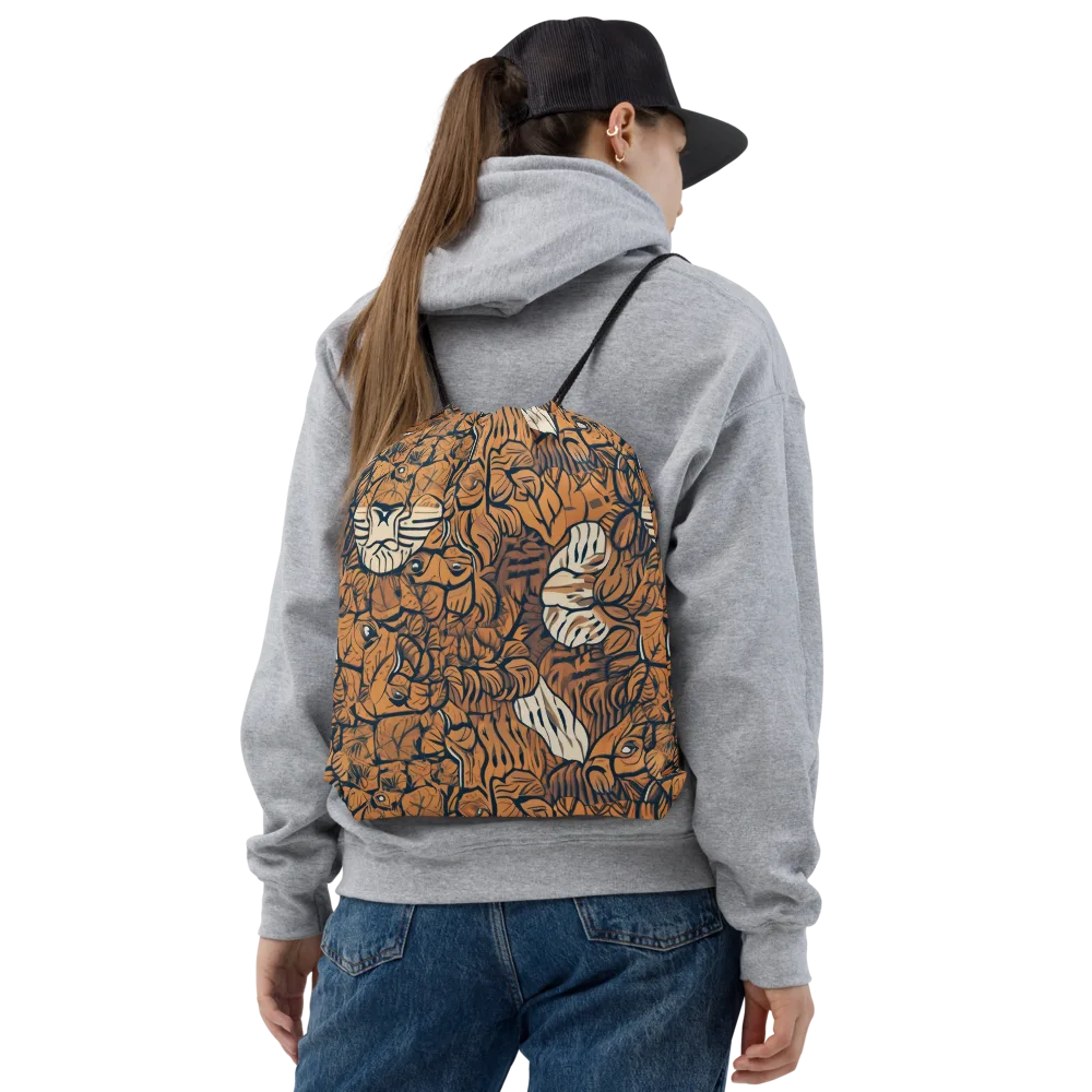 Terracotta Menagerie on Drawstring Bag — Front