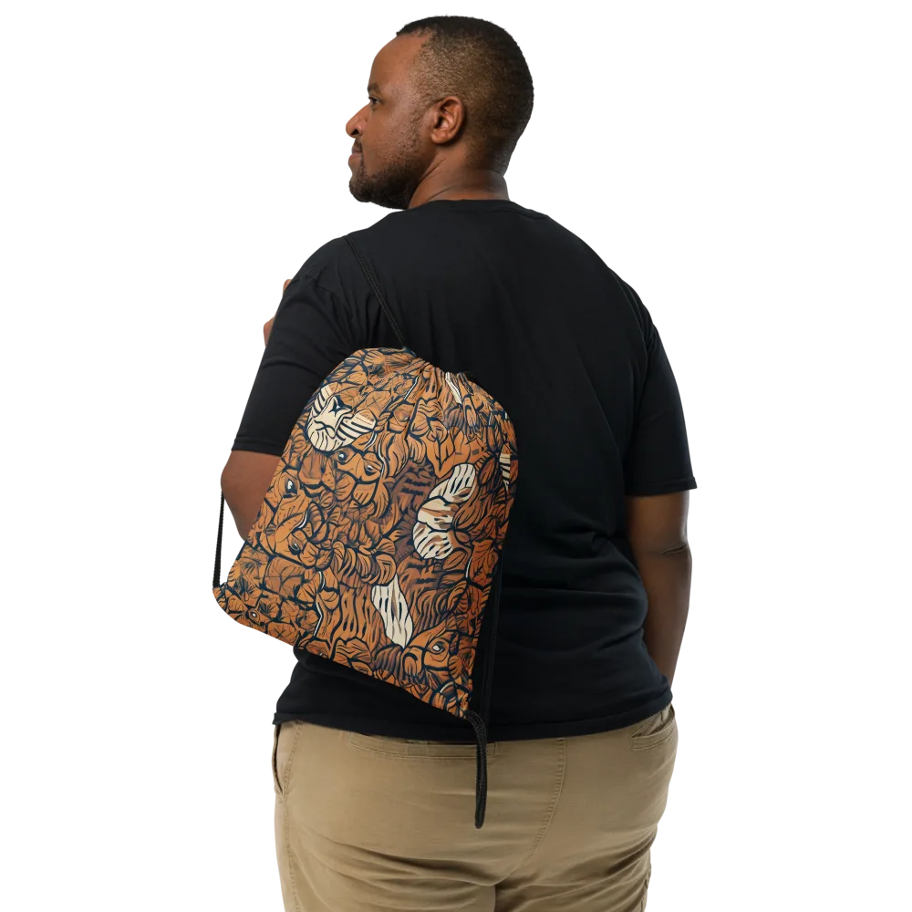 Terracotta Menagerie on Drawstring Bag — Front