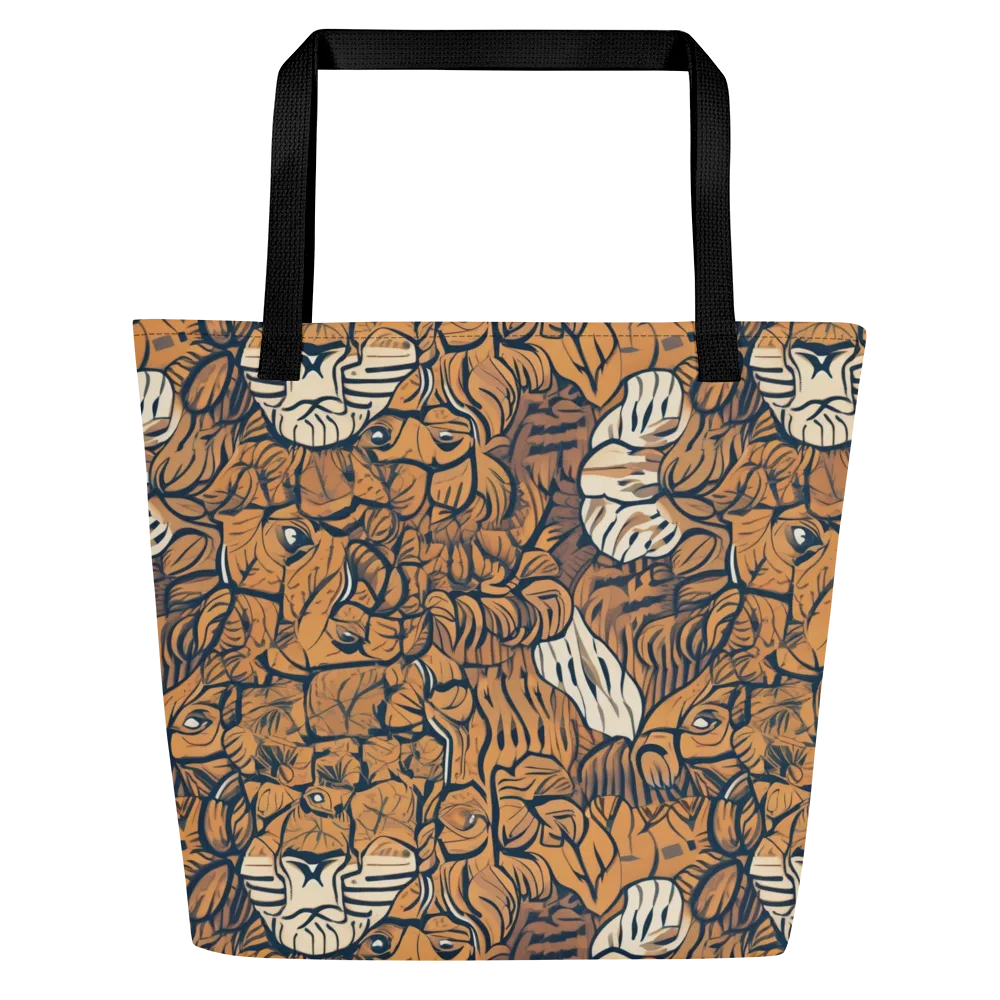 Terracotta Menagerie on Large Tote Bag W/ Pocket — Front