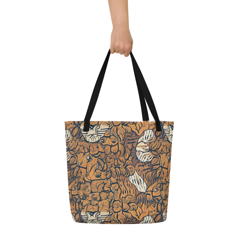 Terracotta Menagerie on Large Tote Bag W/ Pocket — Front