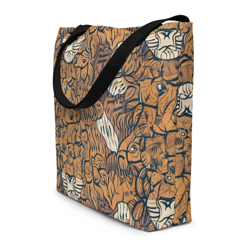 Terracotta Menagerie on Large Tote Bag W/ Pocket — Front