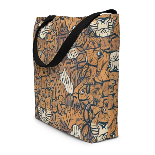 Terracotta Menagerie on a Large Tote Bag W/ Pocket