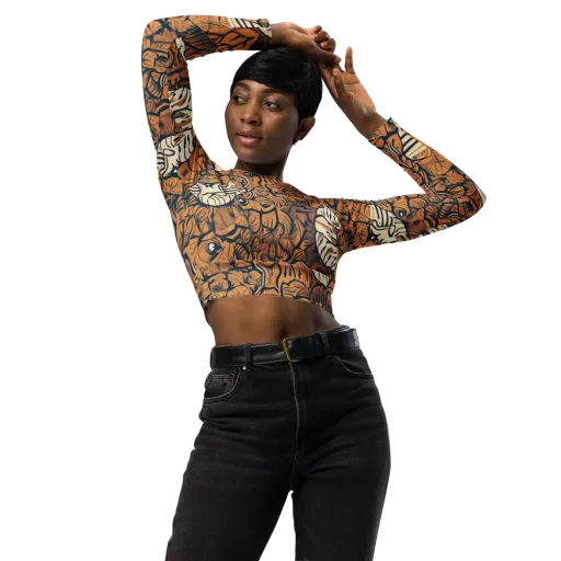 Terracotta Menagerie on a Long Sleeve Crop Top