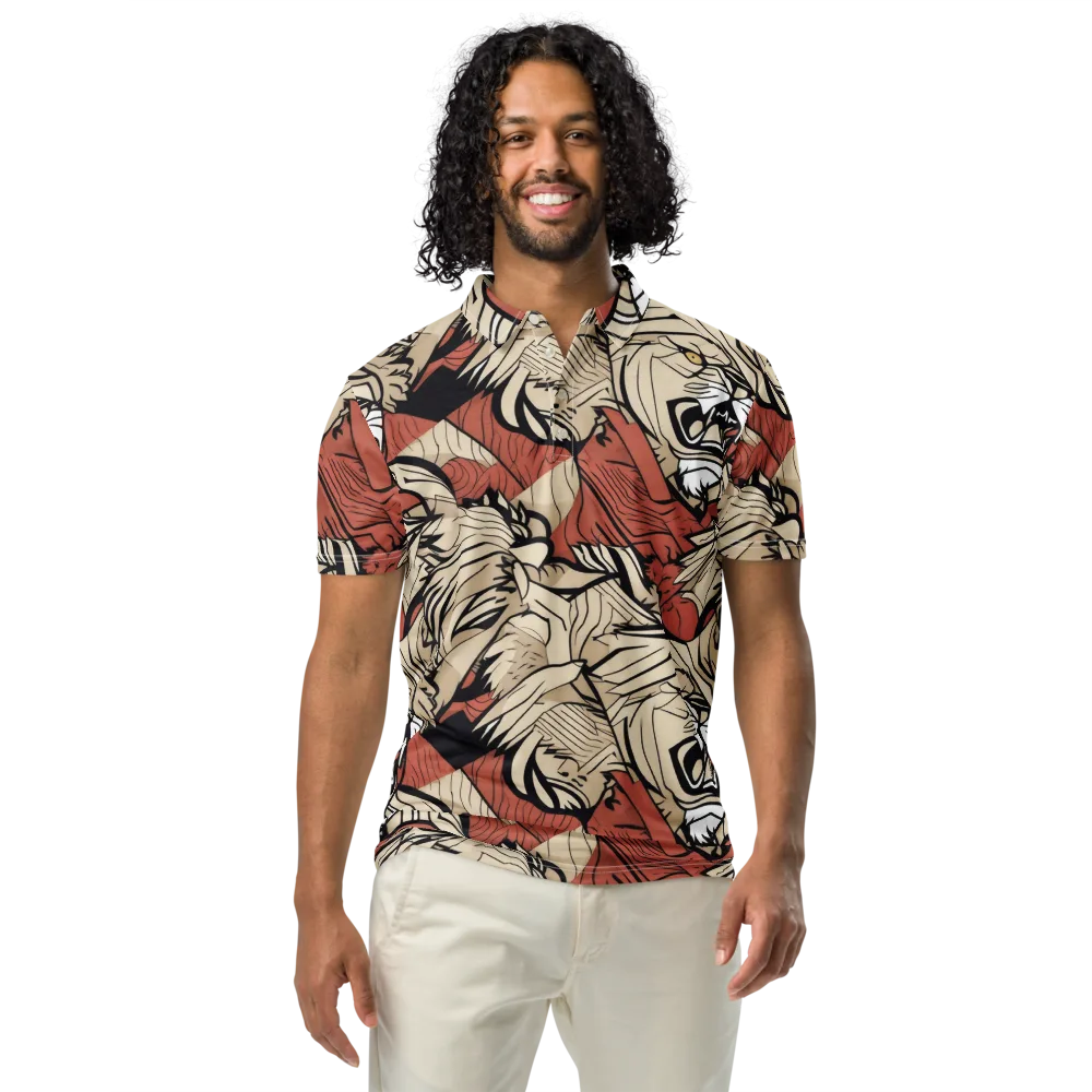 Lion’s Frequency on Men's Slim Fit Polo Shirt — Front