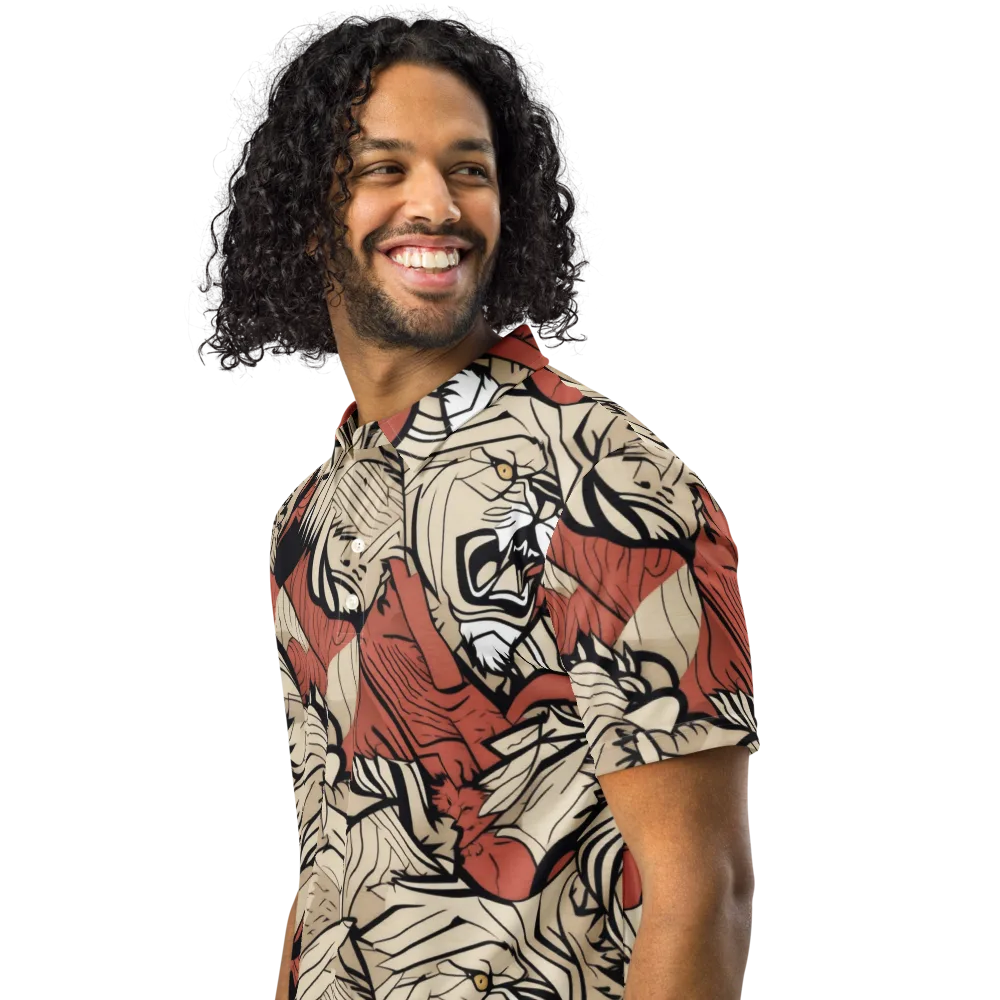 Lion’s Frequency on Men's Slim Fit Polo Shirt — Left Front