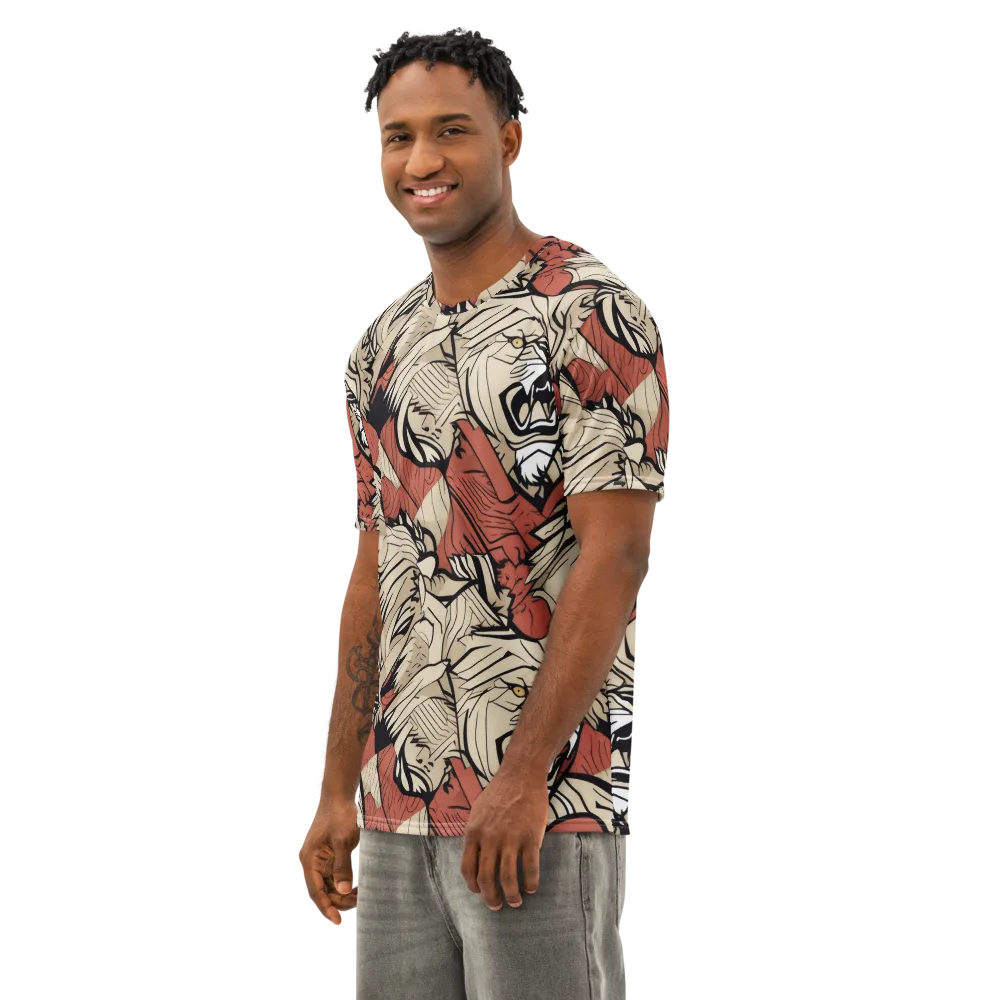Lion’s Frequency on Men's Cotton Crew Neck T-Shirt — Left Front