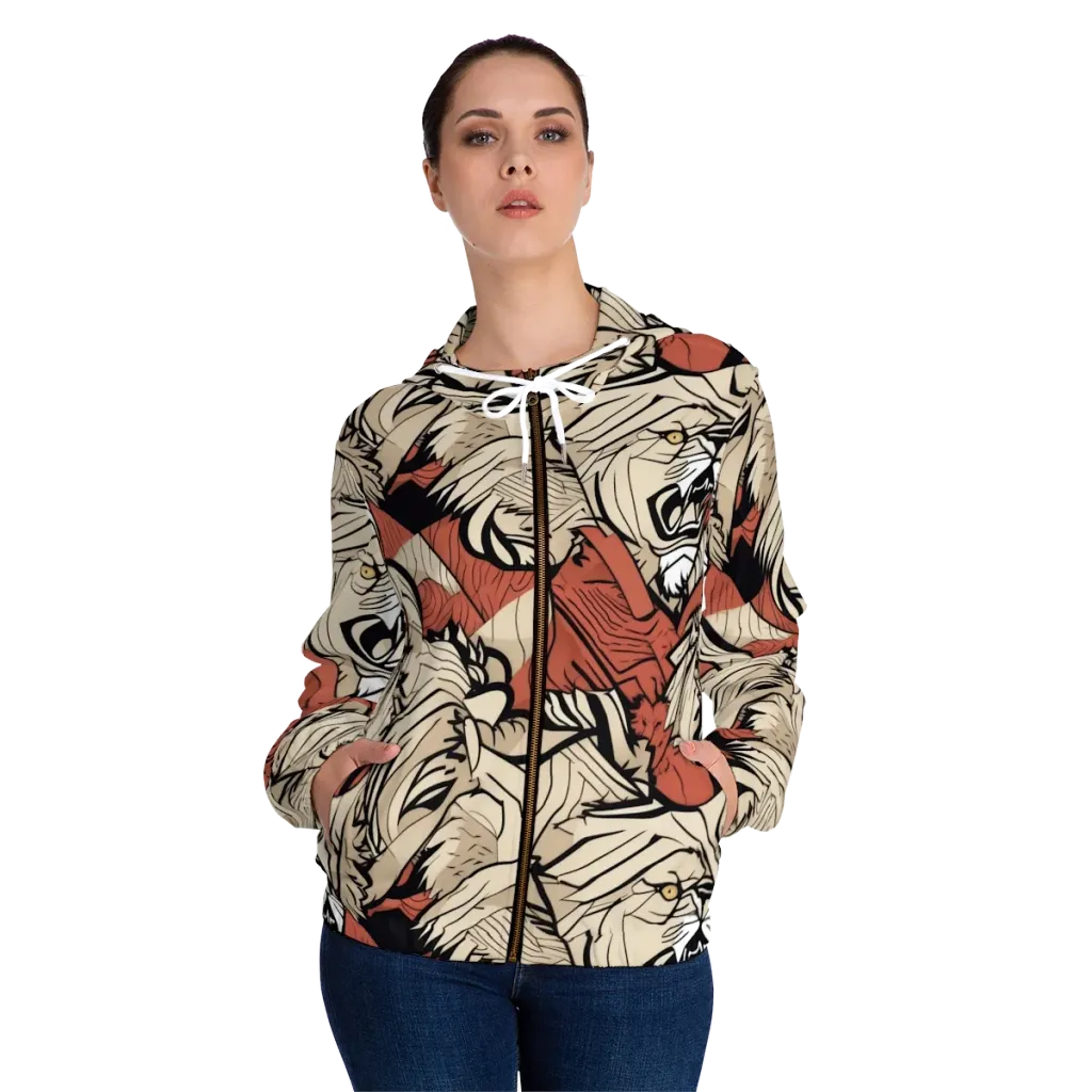 Lion’s Frequency on Women's Full-Zip Hoodie — Front On Person