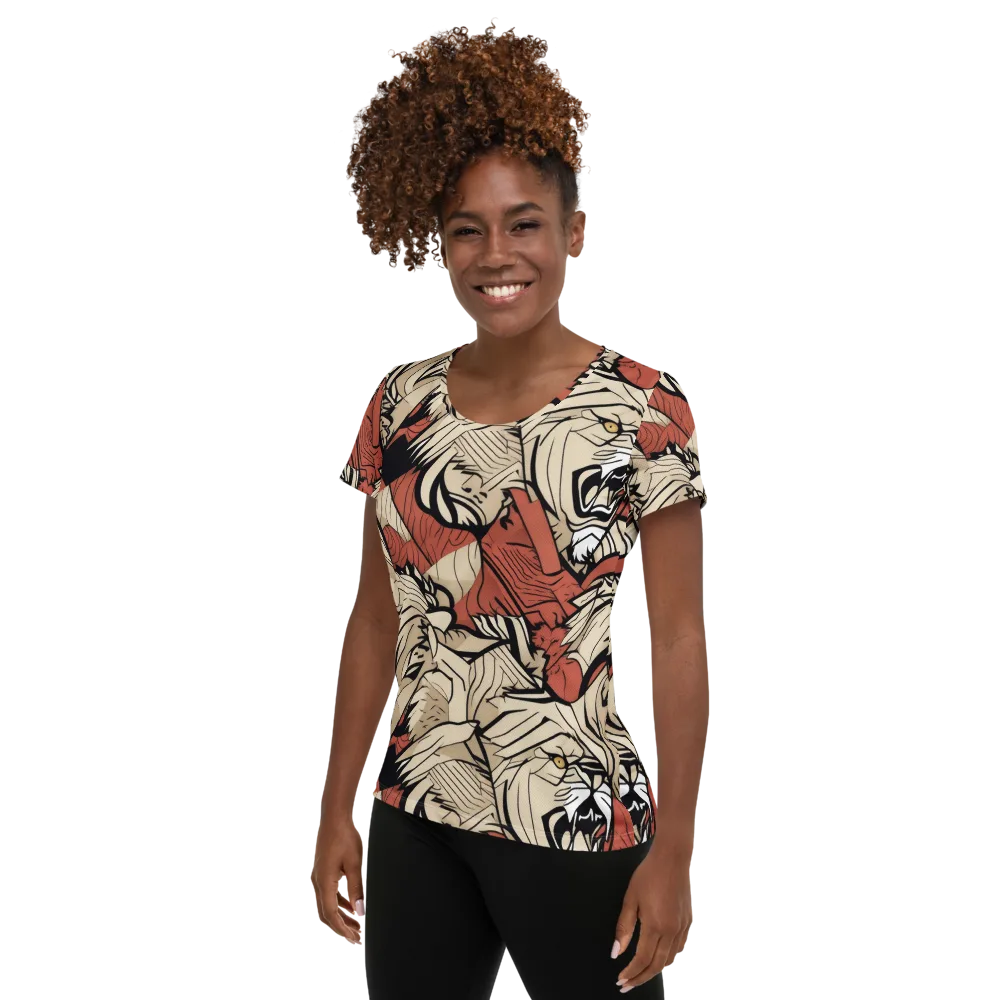 Lion’s Frequency on Women's Athletic T-Shirt — Left