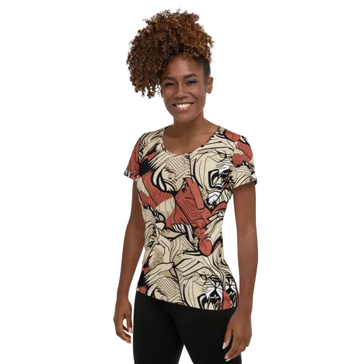 Lion’s Frequency on a Women's Athletic T-Shirt