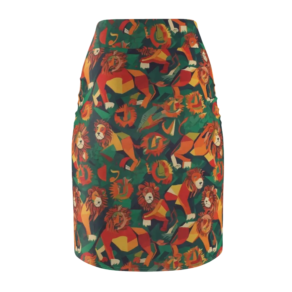Lionheart Parade on Pencil Skirt — Back