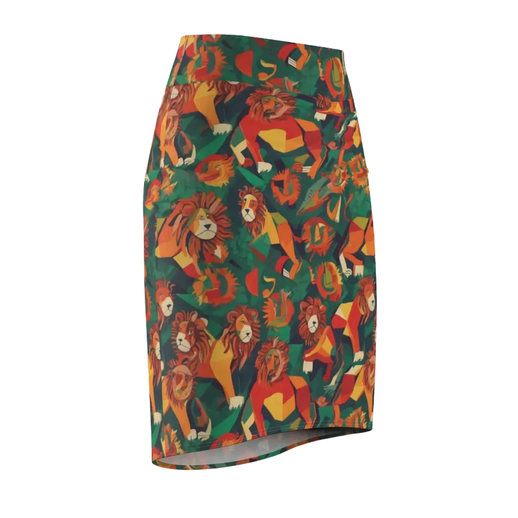 Lionheart Parade on Pencil Skirt — Front Side