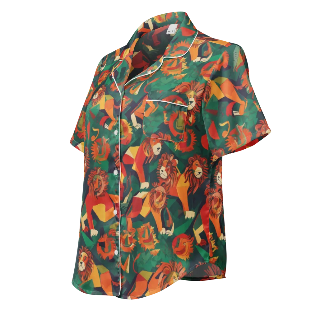 Lionheart Parade on Women's Short Sleeve Pajama Top — Left Front
