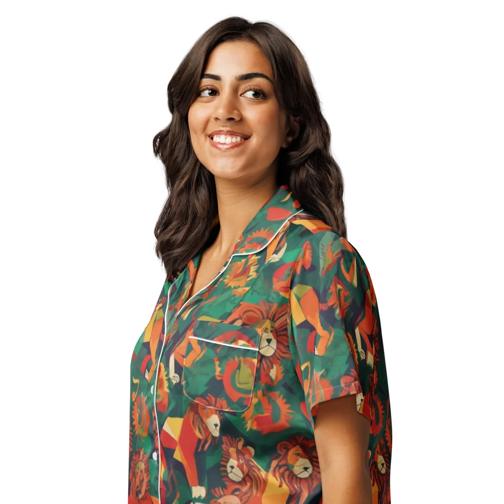 Lionheart Parade on Women's Short Sleeve Pajama Top — Left Front