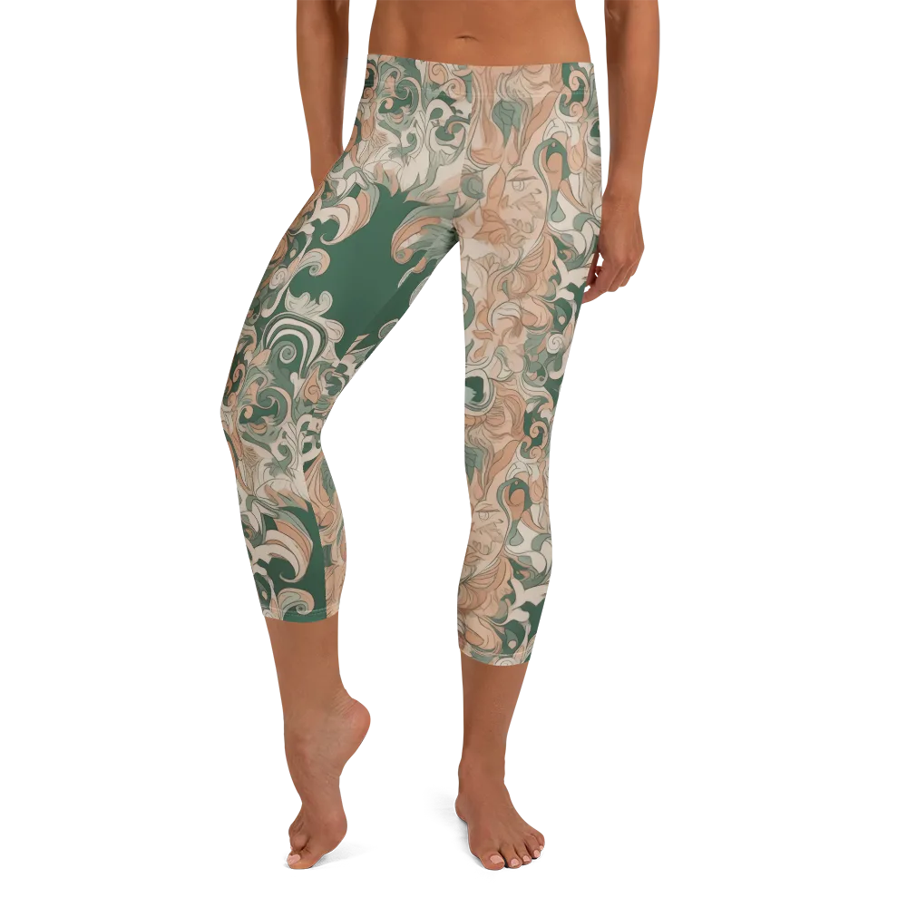 Art Nouveau Reverie on Capri Leggings — Front
