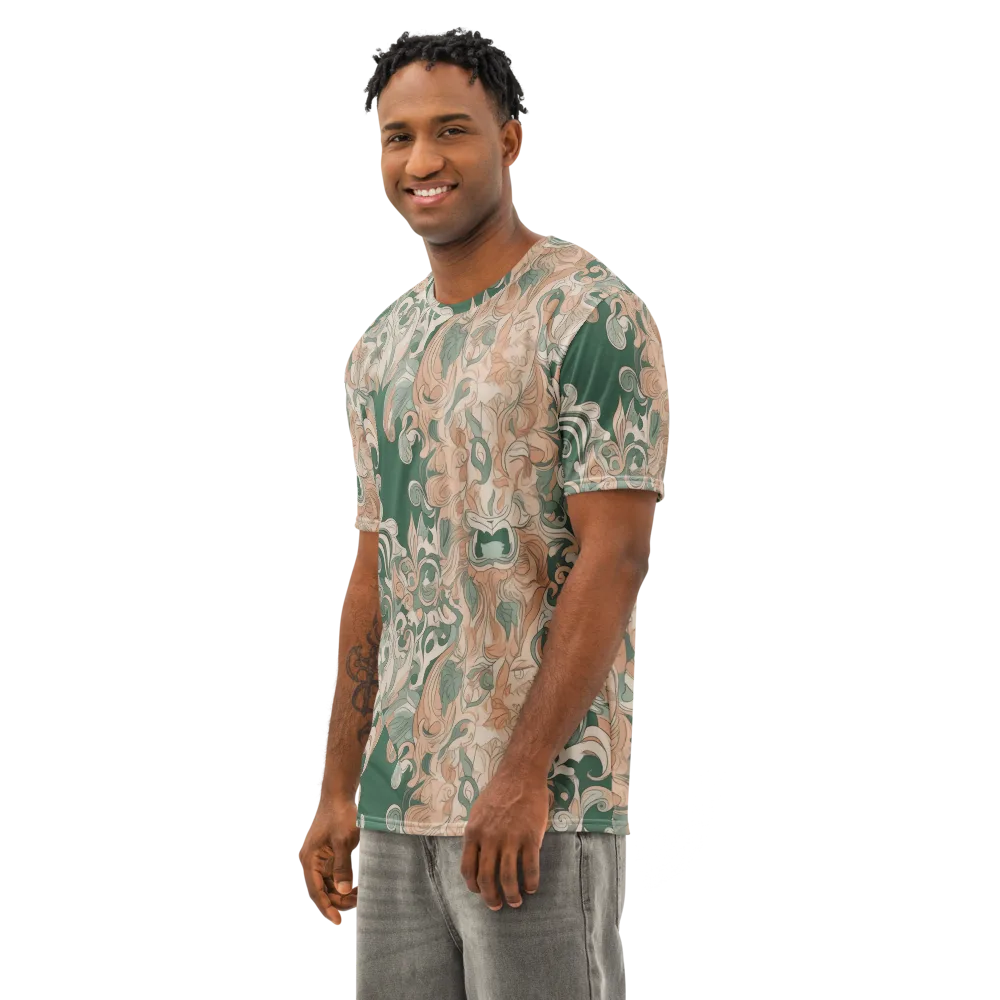 Art Nouveau Reverie on Men's Cotton Crew Neck T-Shirt — Left Front