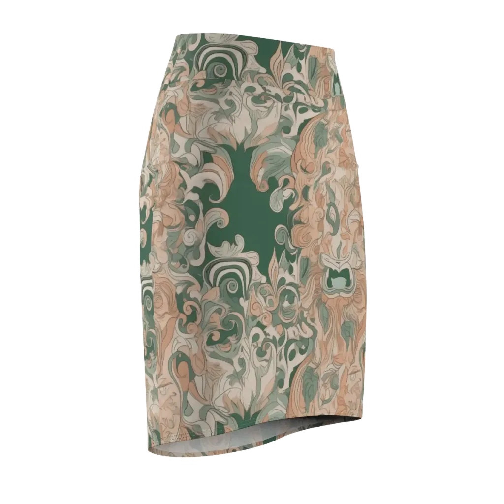 Art Nouveau Reverie on Pencil Skirt — Front Side