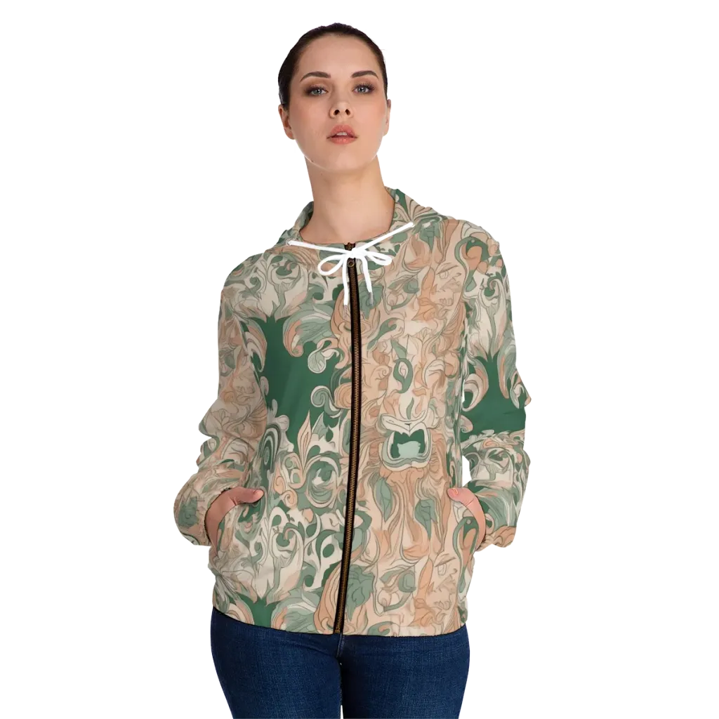 Art Nouveau Reverie on Women's Full-Zip Hoodie — Front On Person